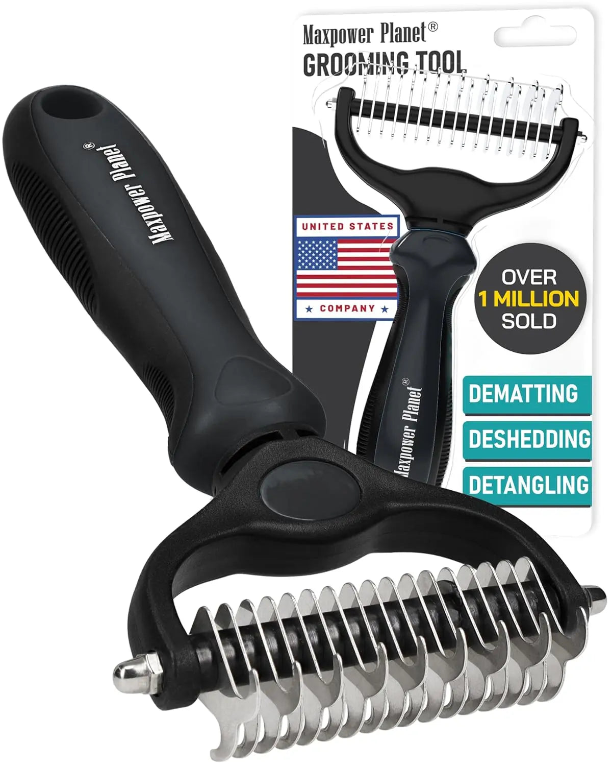 Maxpower Dual-Sided Pet Grooming Rake for Dogs & Cats – Dematting Tool