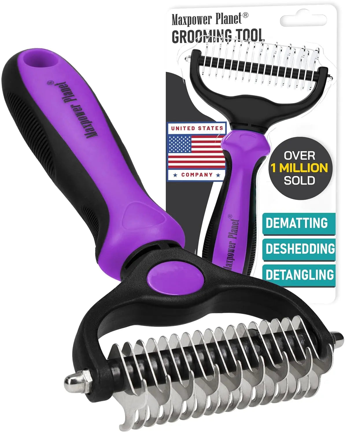 Maxpower Dual-Sided Pet Grooming Rake for Dogs & Cats – Dematting Tool