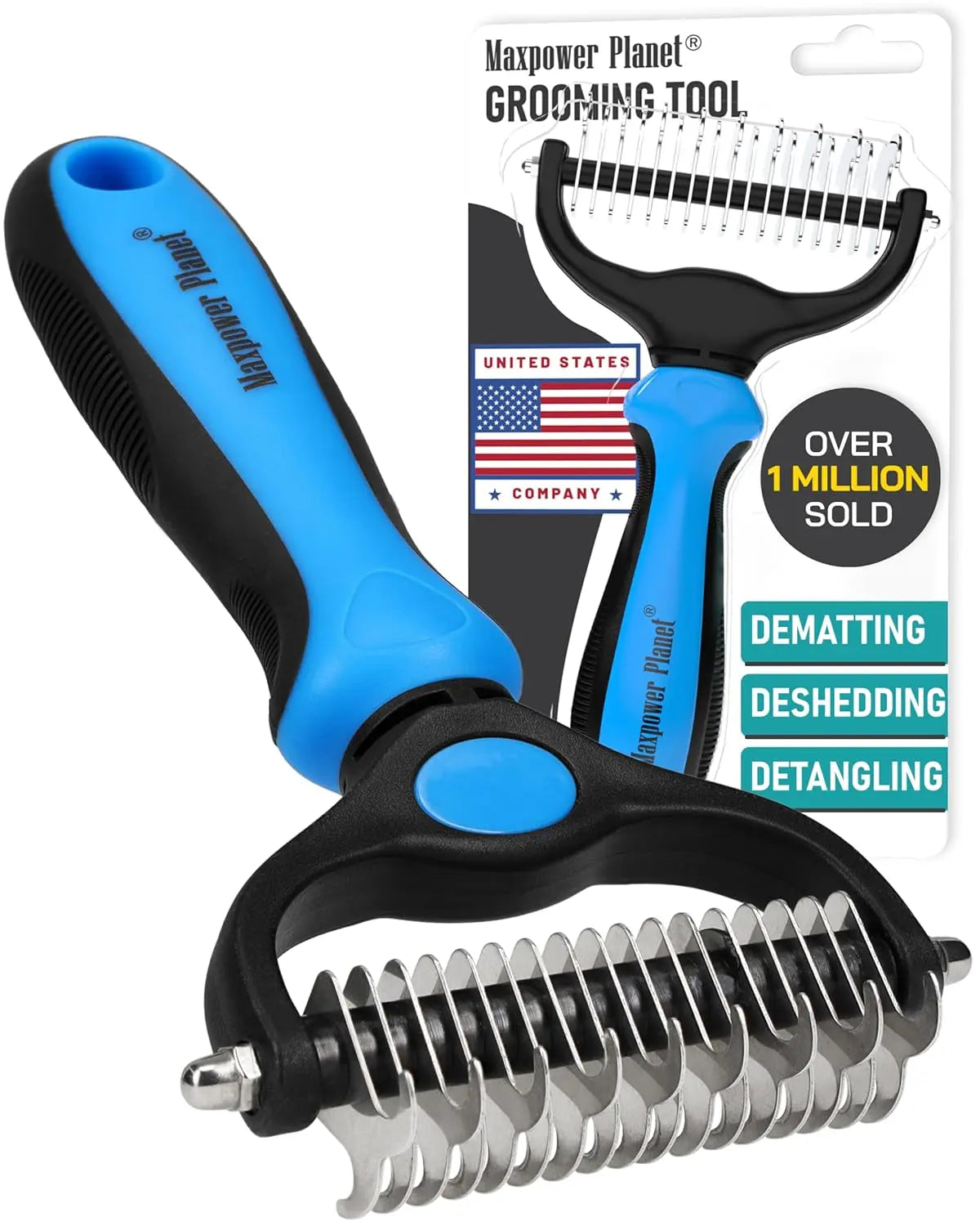 Maxpower Dual-Sided Pet Grooming Rake for Dogs & Cats – Dematting Tool