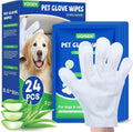 Pet Glove Wipes for Dogs, Cats & Small Animals, Unscented Grooming Wipes 24ct