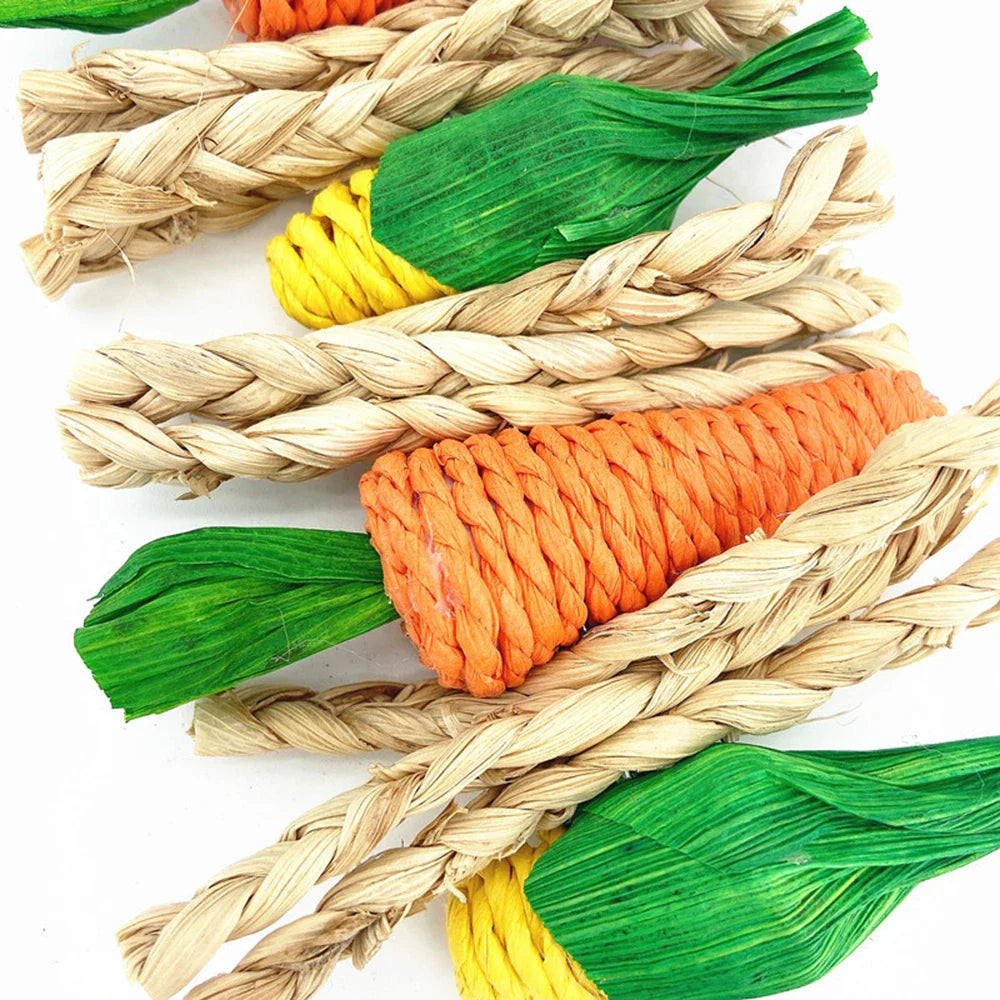 Small pet chewing toy hamster rabbit hand woven carrot corn vine ball toy birdcage hanging accessories