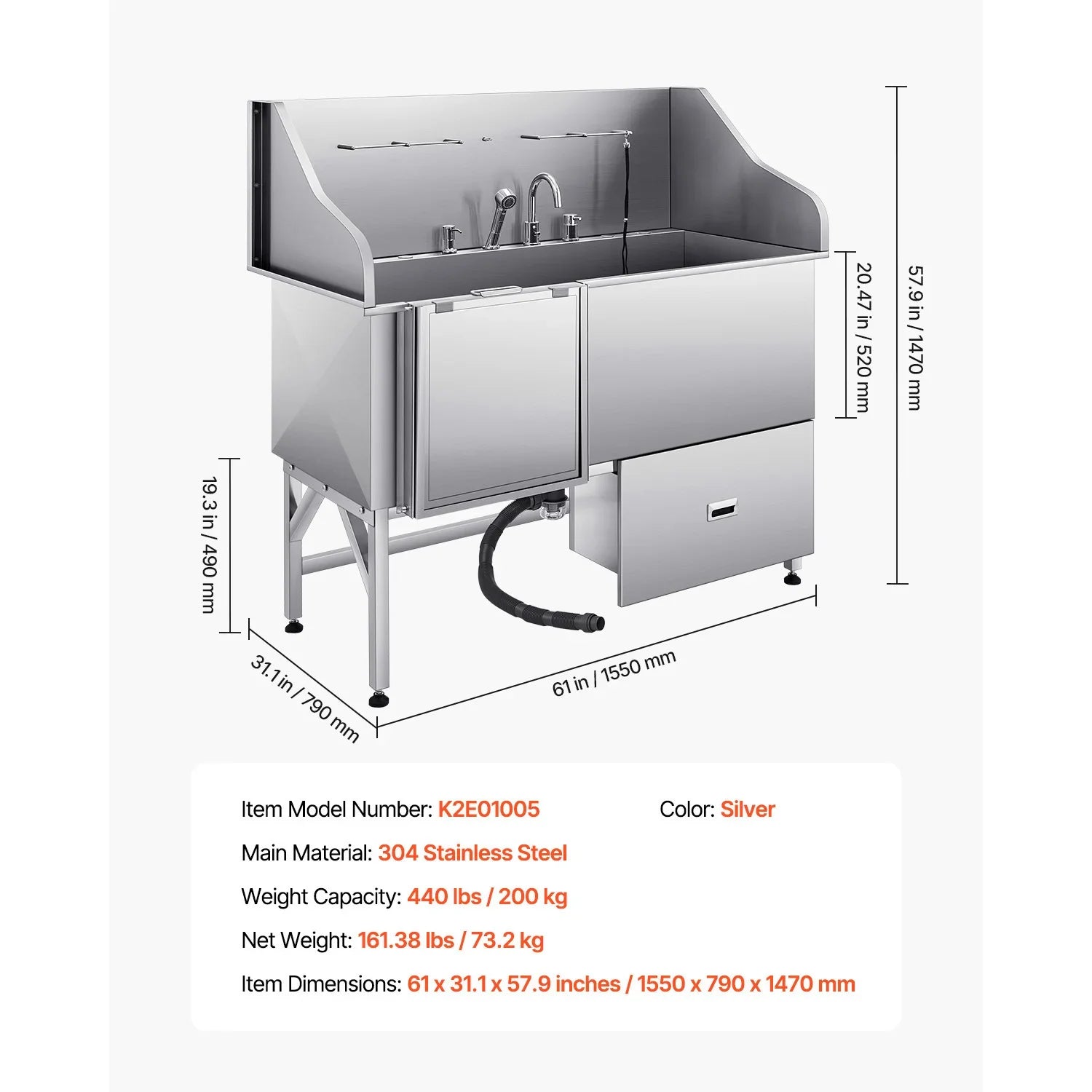 SucceBuy Stainless Steel Pet Grooming Station For All Pets