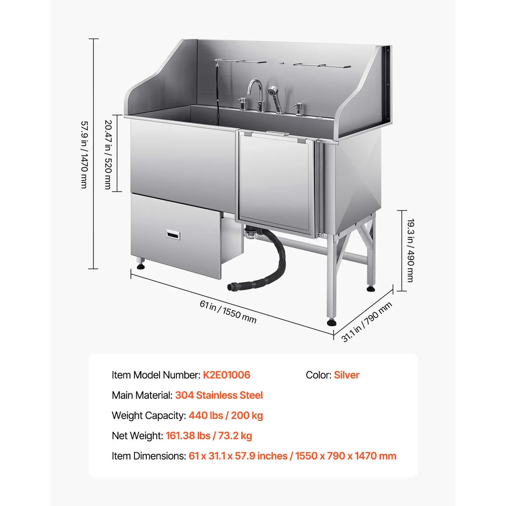 SucceBuy Stainless Steel Pet Grooming Station For All Pets