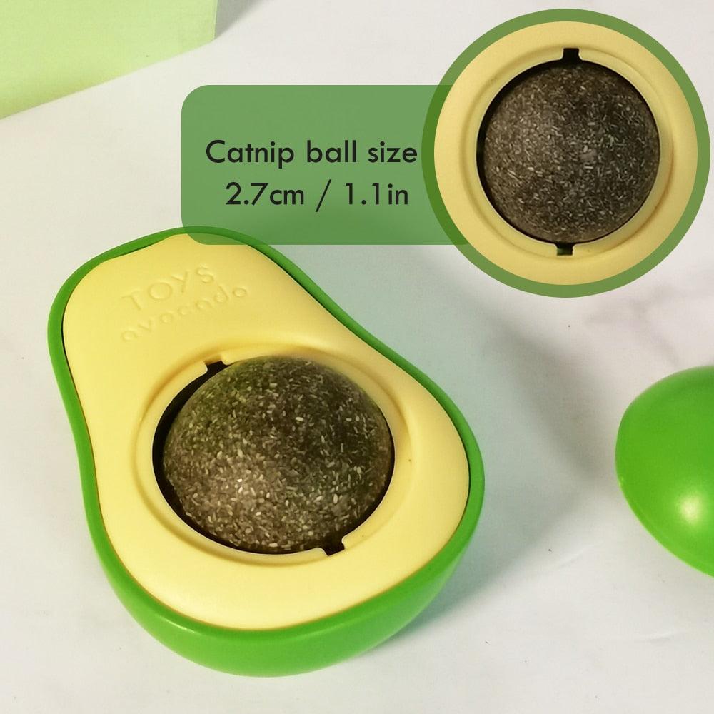 Avocado Wall Ball Cat Toys Edible Licking Balls Snack Healthy Rotatable Treats Toys Kitten Supplies Teeth Cleaning Totaling Catnip Wall Ball Toys