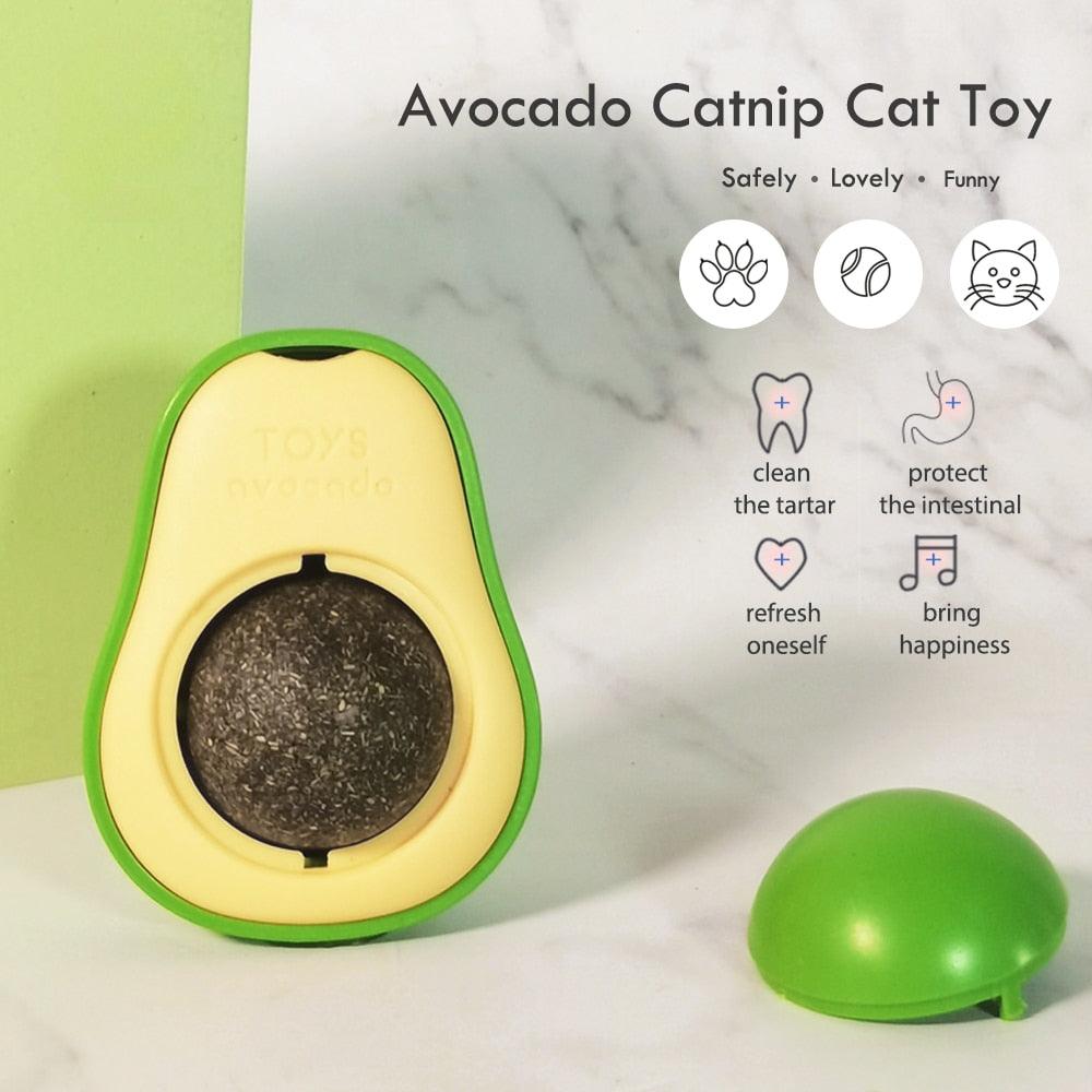 Avocado Wall Ball Cat Toys Edible Licking Balls Snack Healthy Rotatable Treats Toys Kitten Supplies Teeth Cleaning Totaling Catnip Wall Ball Toys