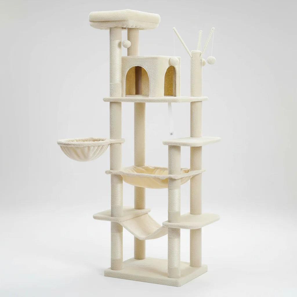 Extra Tall Cat Tree Tower – 6–7 ft Multi-Level Plush Condo with Scratching Posts