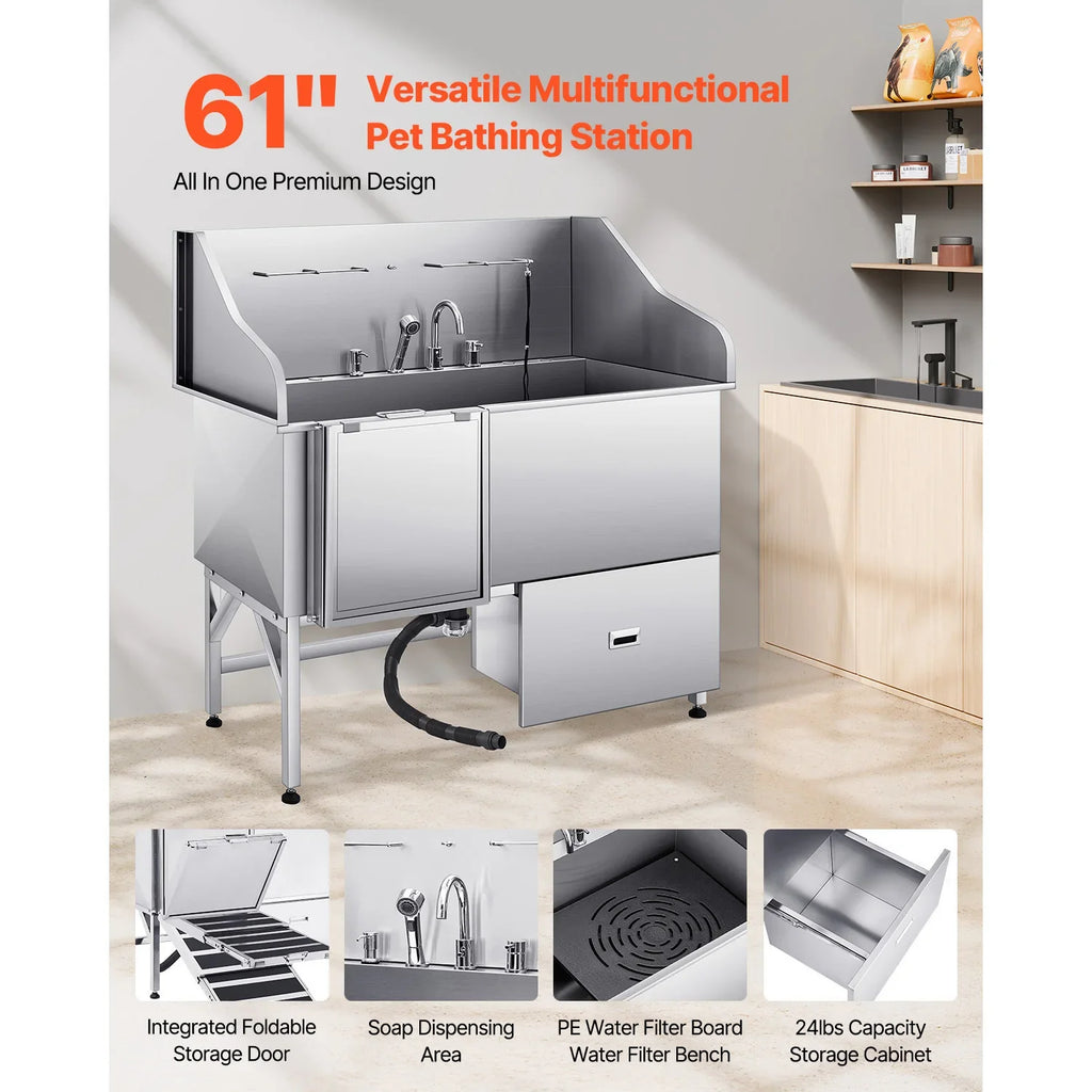 SucceBuy Stainless Steel Pet Grooming Station For All Pets