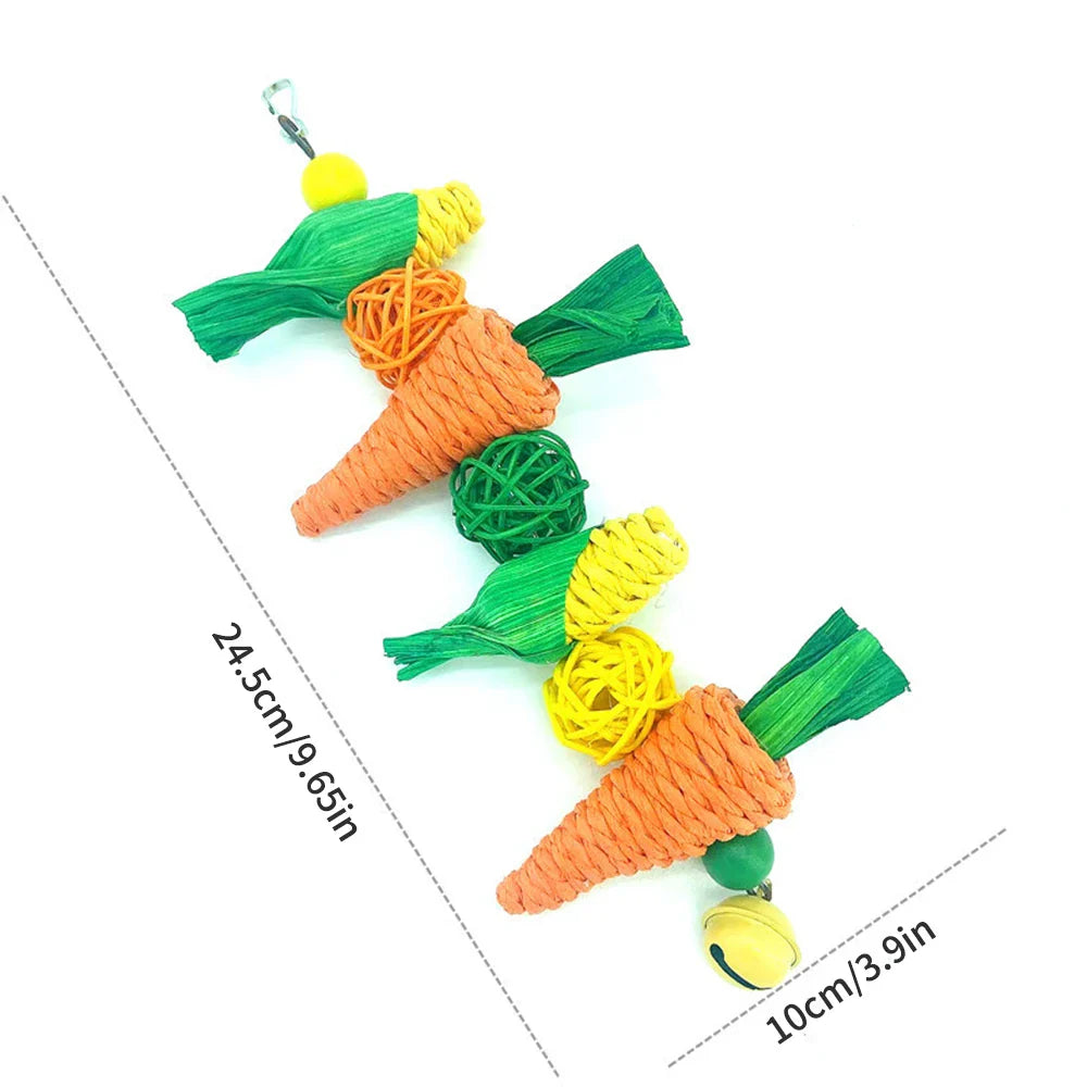 Small pet chewing toy hamster rabbit hand woven carrot corn vine ball toy birdcage hanging accessories