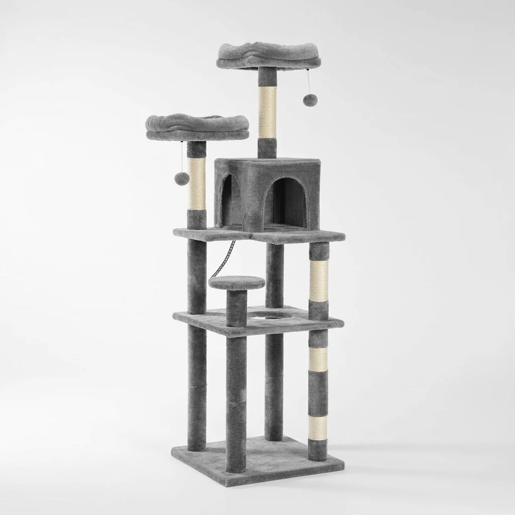 Extra Tall Cat Tree Tower – 6–7 ft Multi-Level Plush Condo with Scratching Posts