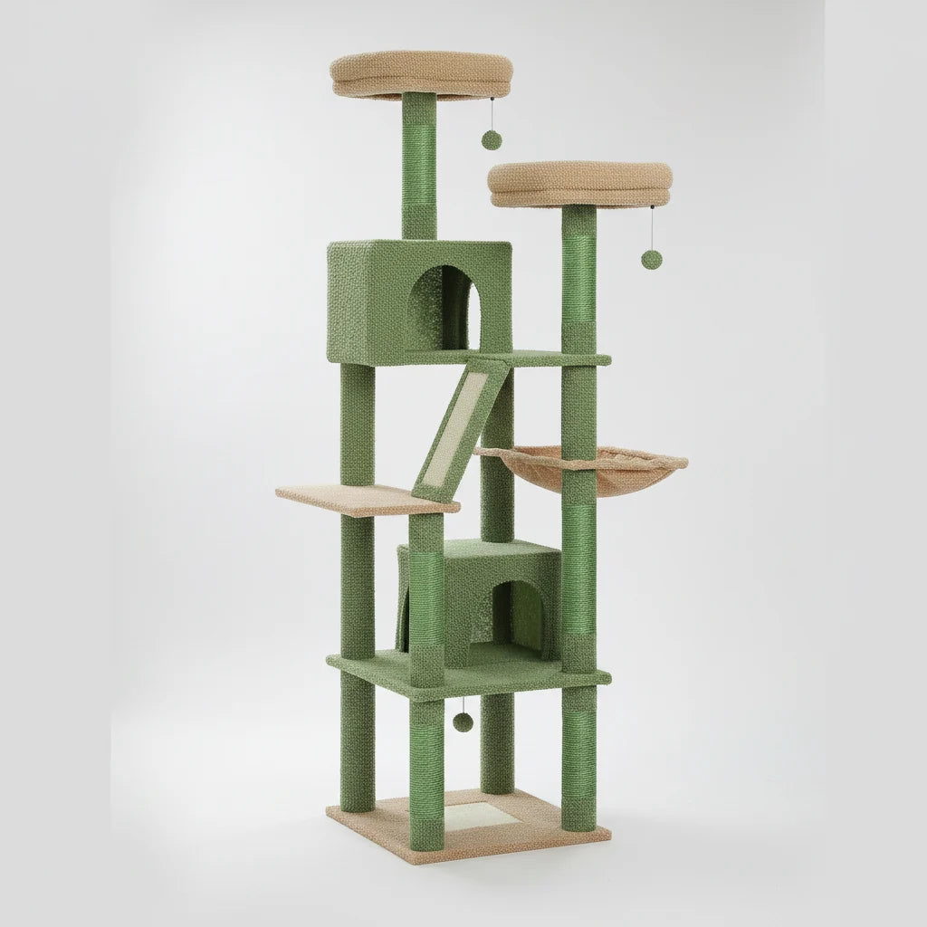 Extra Tall Cat Tree Tower – 6–7 ft Multi-Level Plush Condo with Scratching Posts