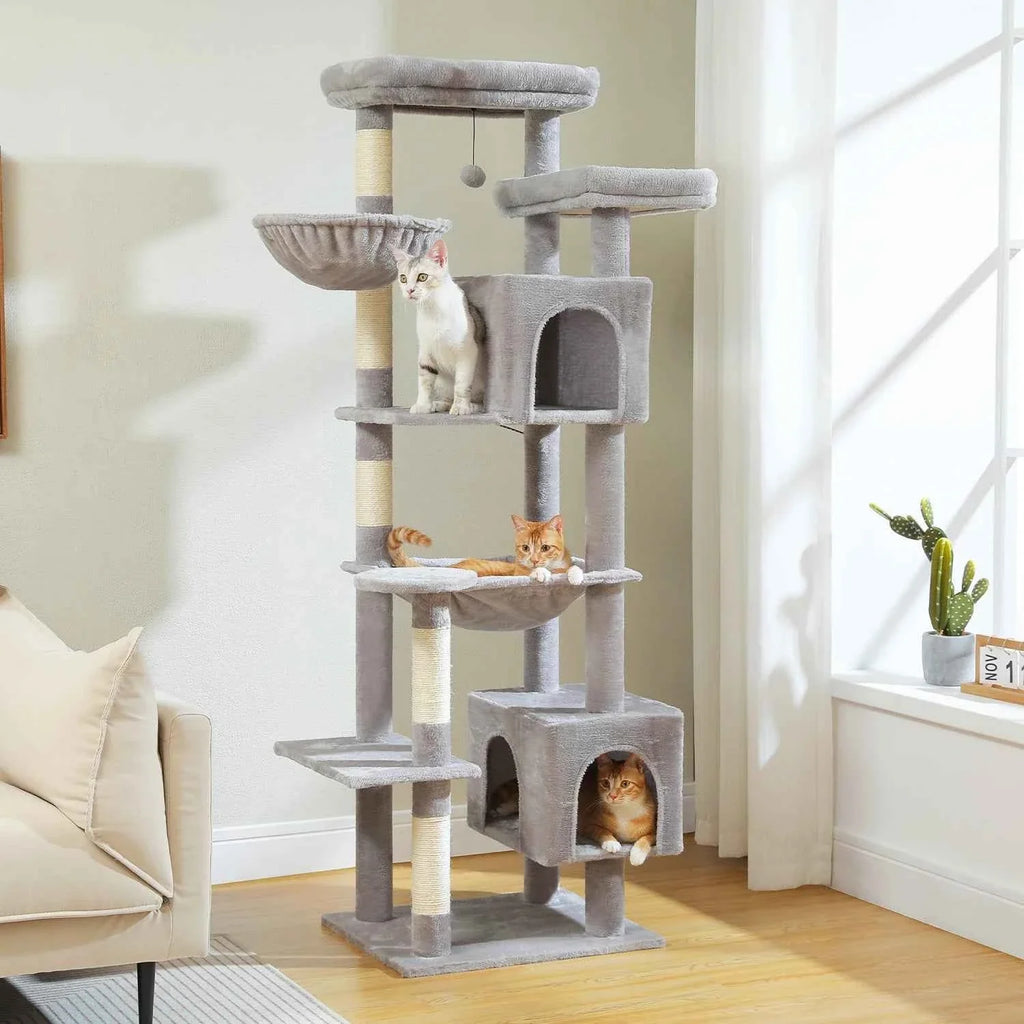 Extra Tall Cat Tree Tower – 6–7 ft Multi-Level Plush Condo with Scratching Posts