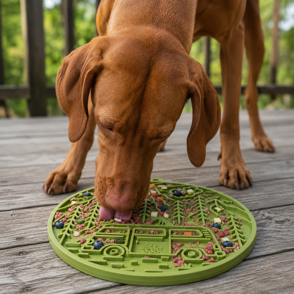 Camp eMat - Enrichment Lick Mat For Dogs and Cats - Silicone with Suction Cups | Retro Van Design | USA Made