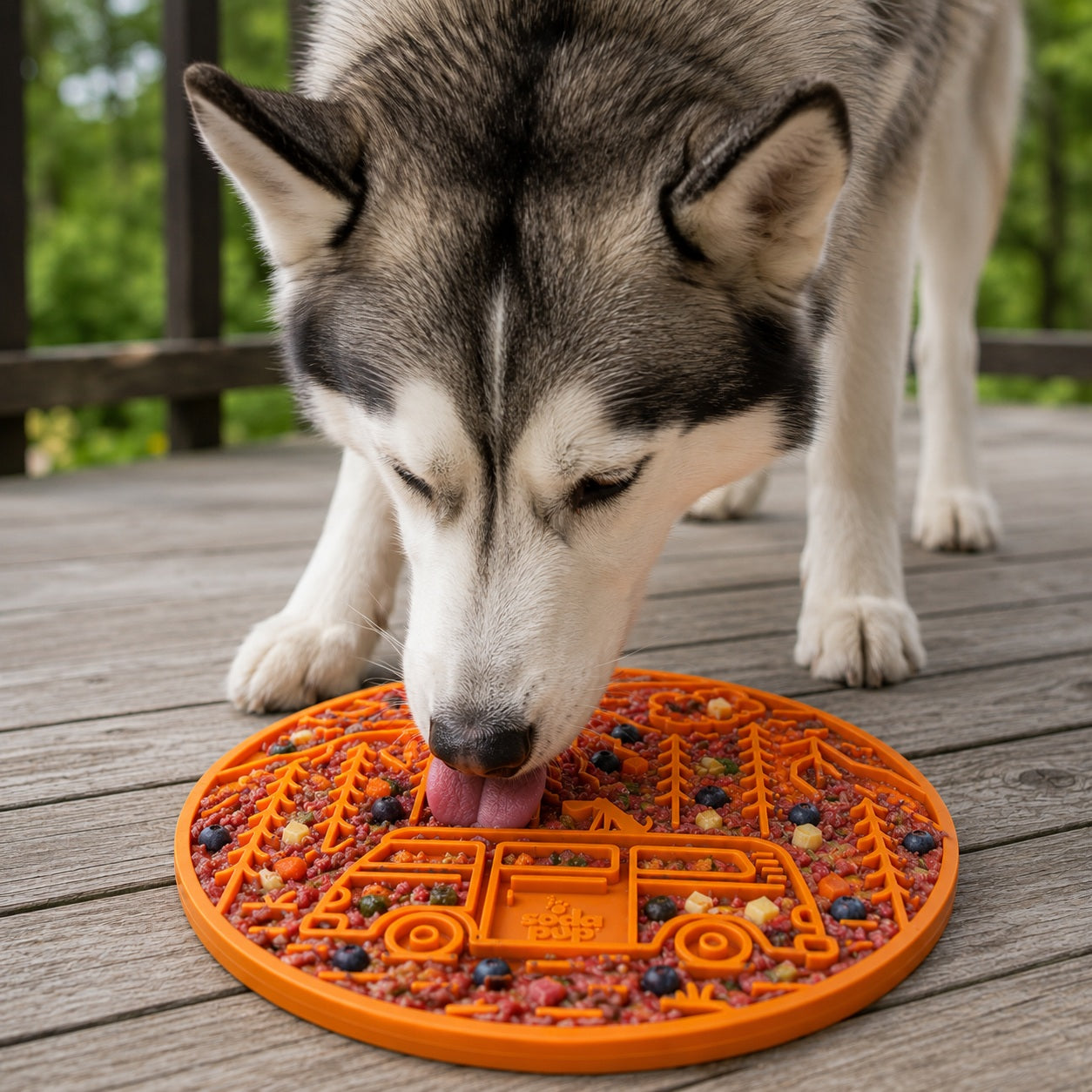 Camp eMat - Enrichment Lick Mat For Dogs and Cats - Silicone with Suction Cups | Retro Van Design | USA Made