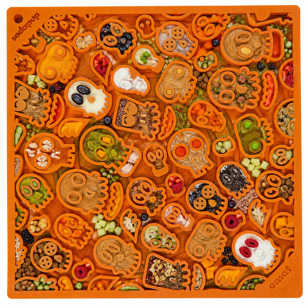 Zombie eMat - Enrichment Lick Mat for Dogs and Cats | Halloween Skull Design | SodaPup