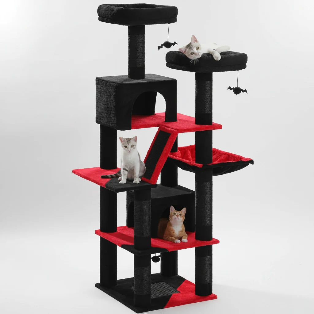 Extra Tall Cat Tree Tower – 6–7 ft Multi-Level Plush Condo with Scratching Posts