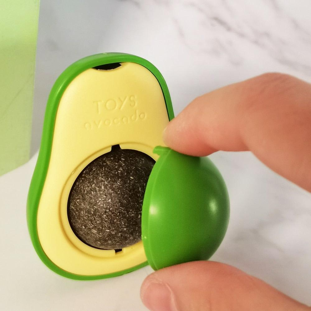 Avocado Wall Ball Cat Toys Edible Licking Balls Snack Healthy Rotatable Treats Toys Kitten Supplies Teeth Cleaning Totaling Catnip Wall Ball Toys