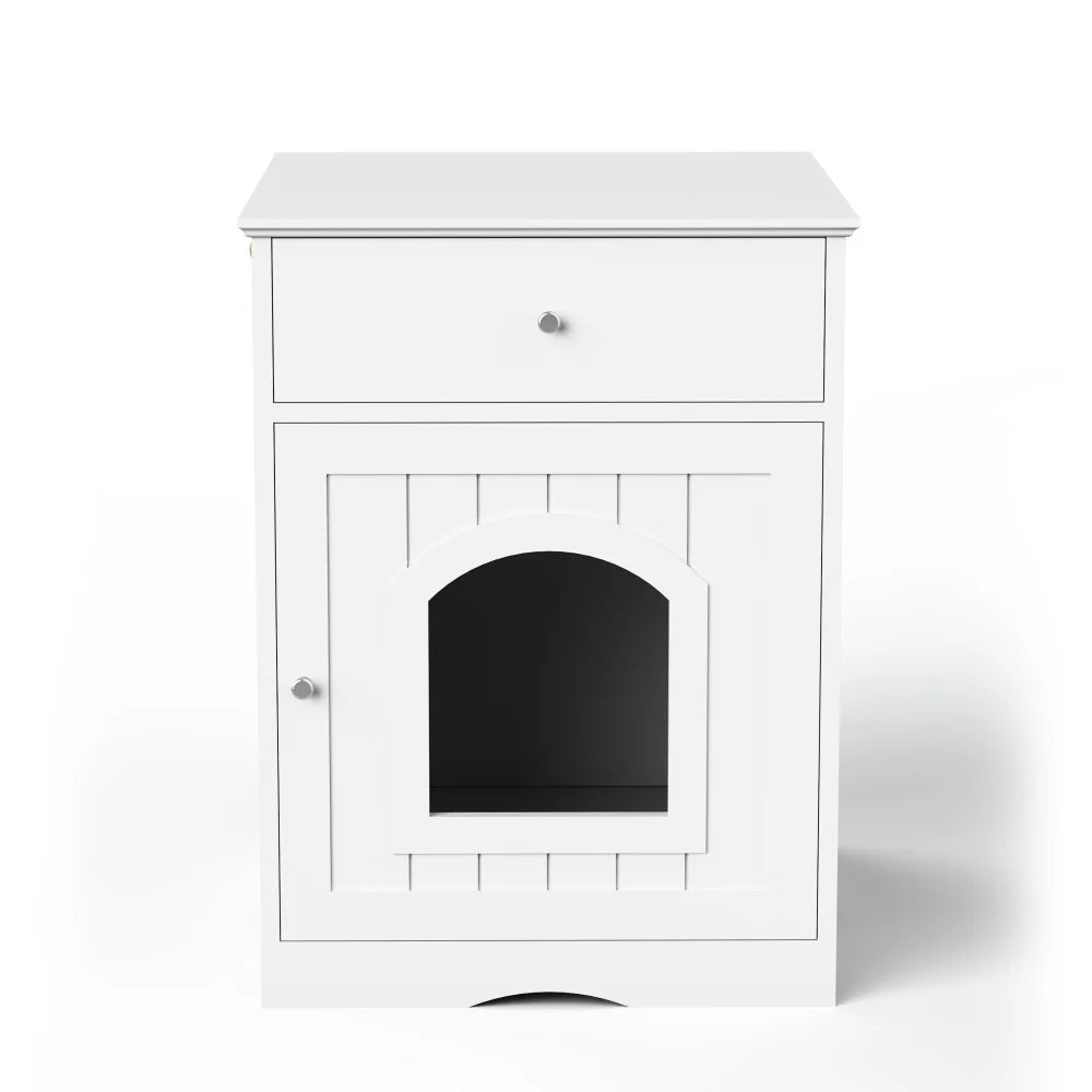 Wooden Cat Litter Box Enclosure with Drawer Pet House Indoor Cat Crate Nightstand Side Table Pet Furniture