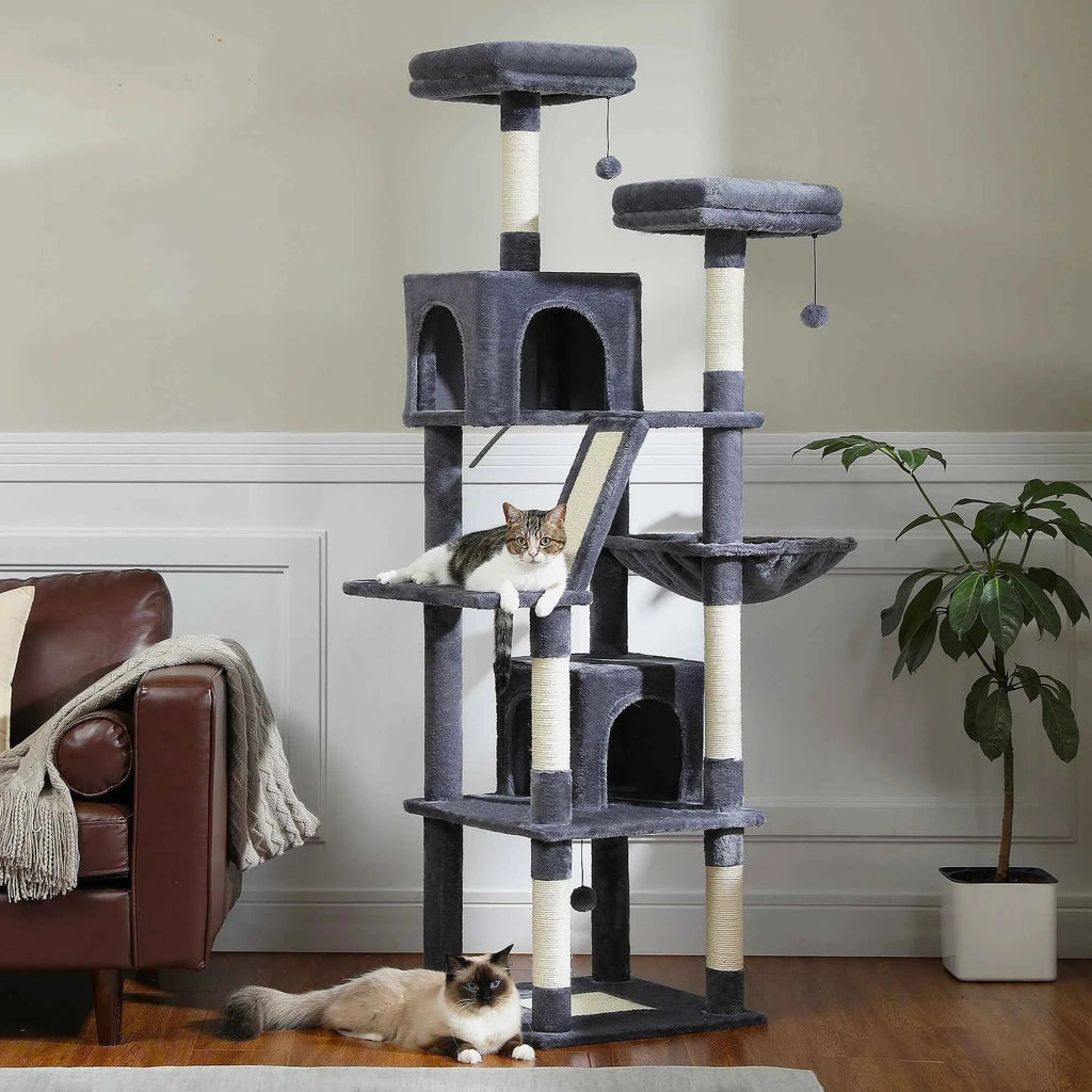 Extra Tall Cat Tree Tower – 6–7 ft Multi-Level Plush Condo with Scratching Posts