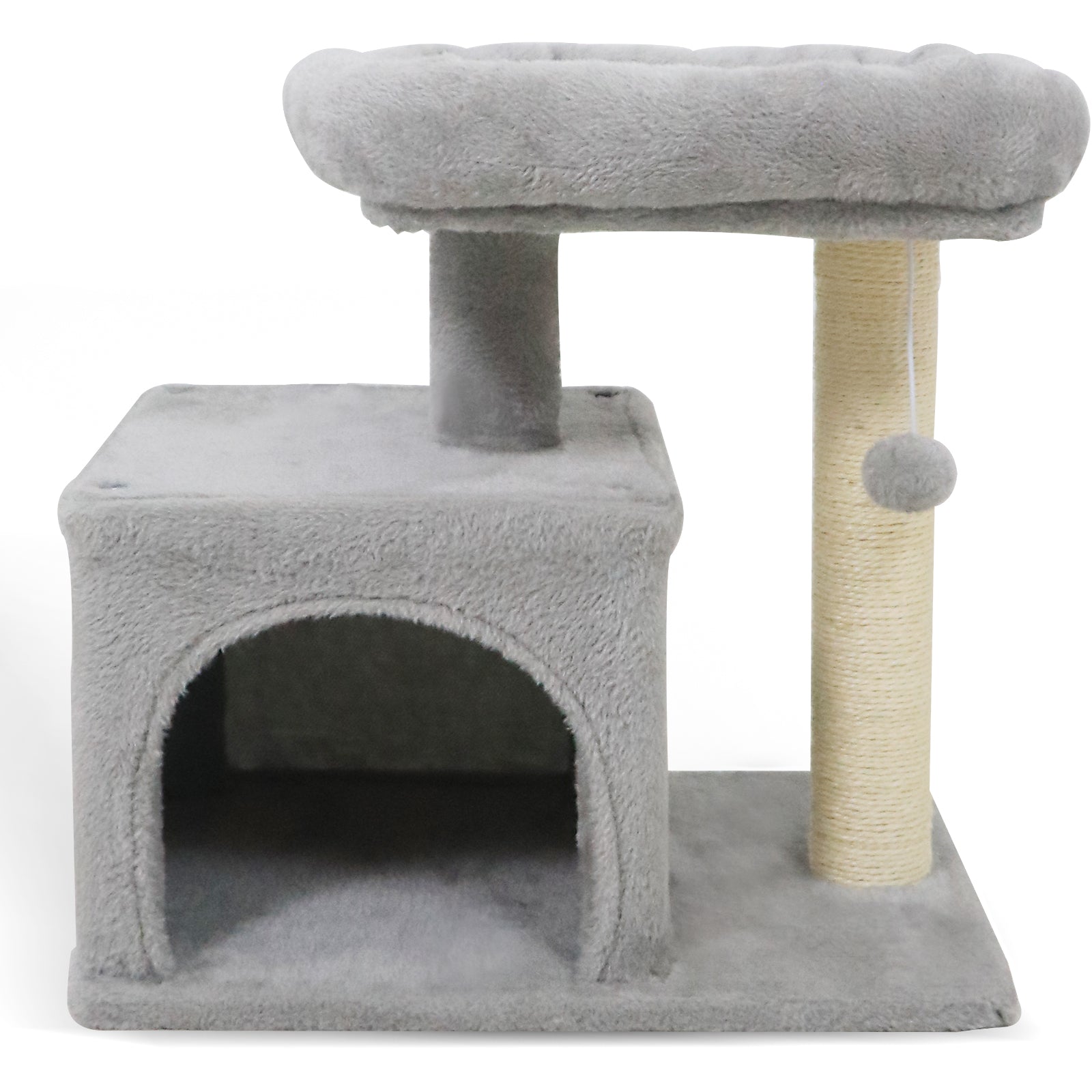 Small Cat Tree with Large Padded Plush Perch for Indoor Cats