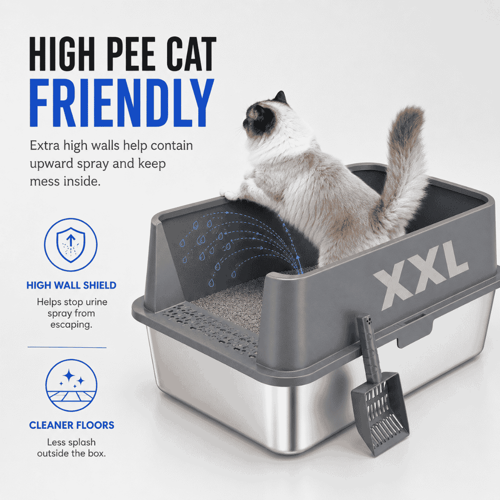 XXL 304 Stainless Steel Cat Litter Box