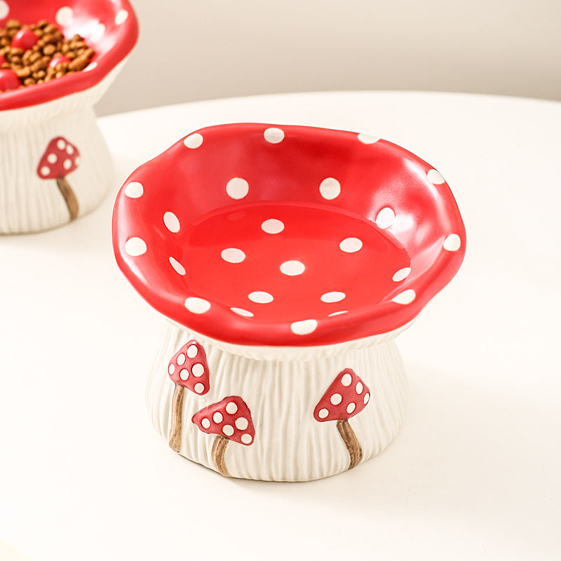 Creative Mushroom Modeling Tall Pet Bowl Cute Cat Bowl Dog Bowl Household Cat Dog Food Basin Drinking Water Bowl Cat Rice Bowl