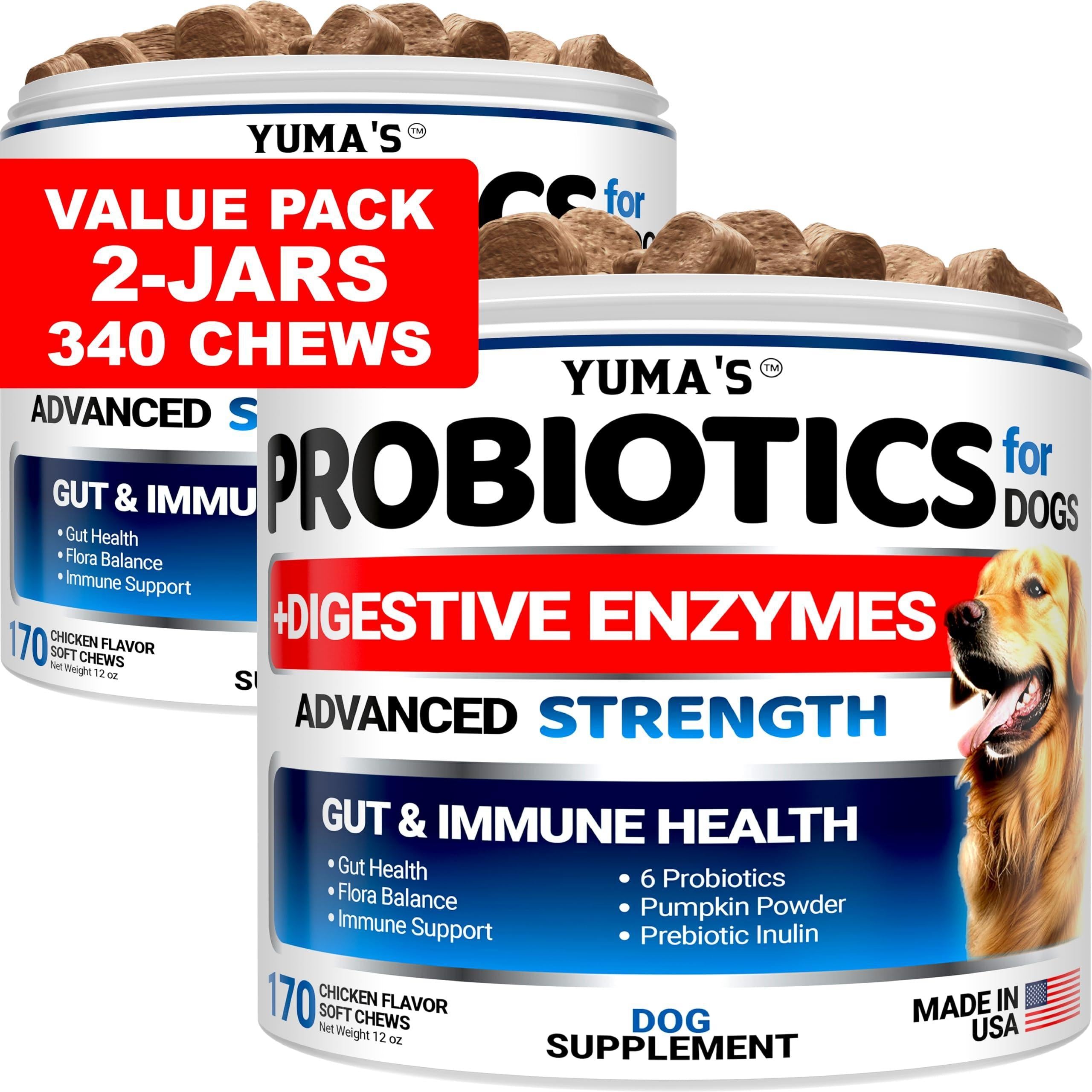 Probiotics for Dogs 340 Count 2-Pack Digestive Enzymes