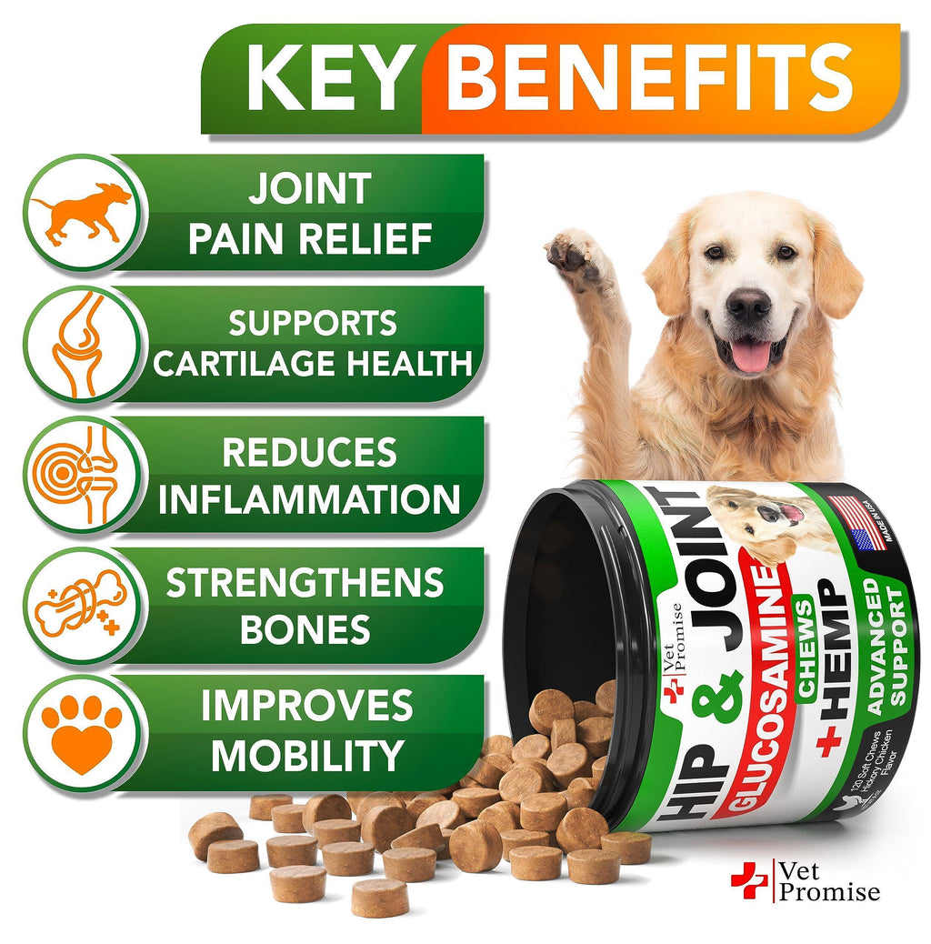 Hemp Hip & Joint Supplement for Dogs Glucosamine 120 Chews