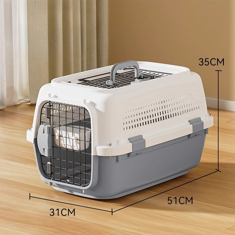 Sided Pet Carrier For Small Dogs & Cats, Airline Approved Travel Crate With Enhanced Security Latches, Front & Top Load Wire Door, Food Bowl For Traveling, Hiking, Camping