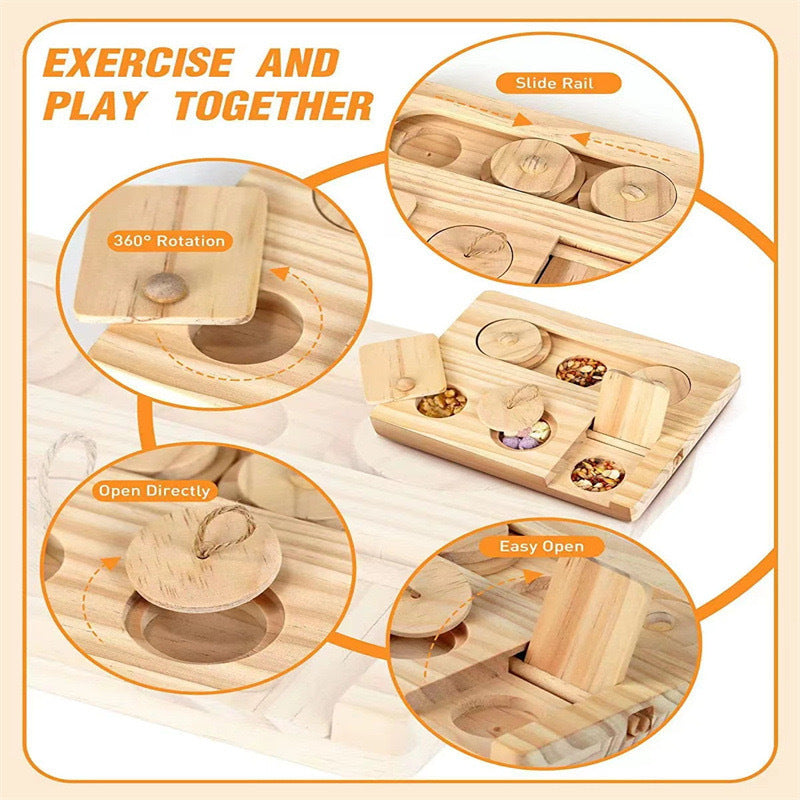 Wooden Hamster Feeder Household Feeding Snack Dispenser