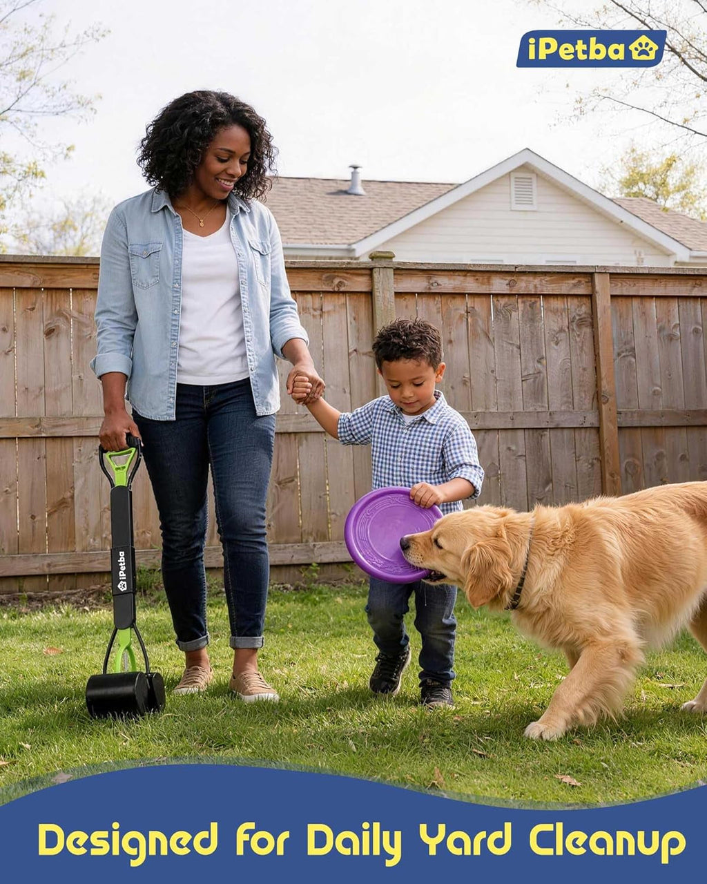 32 Inch Long Handle Pooper Scooper for Large Dogs Heavy Duty Foldable