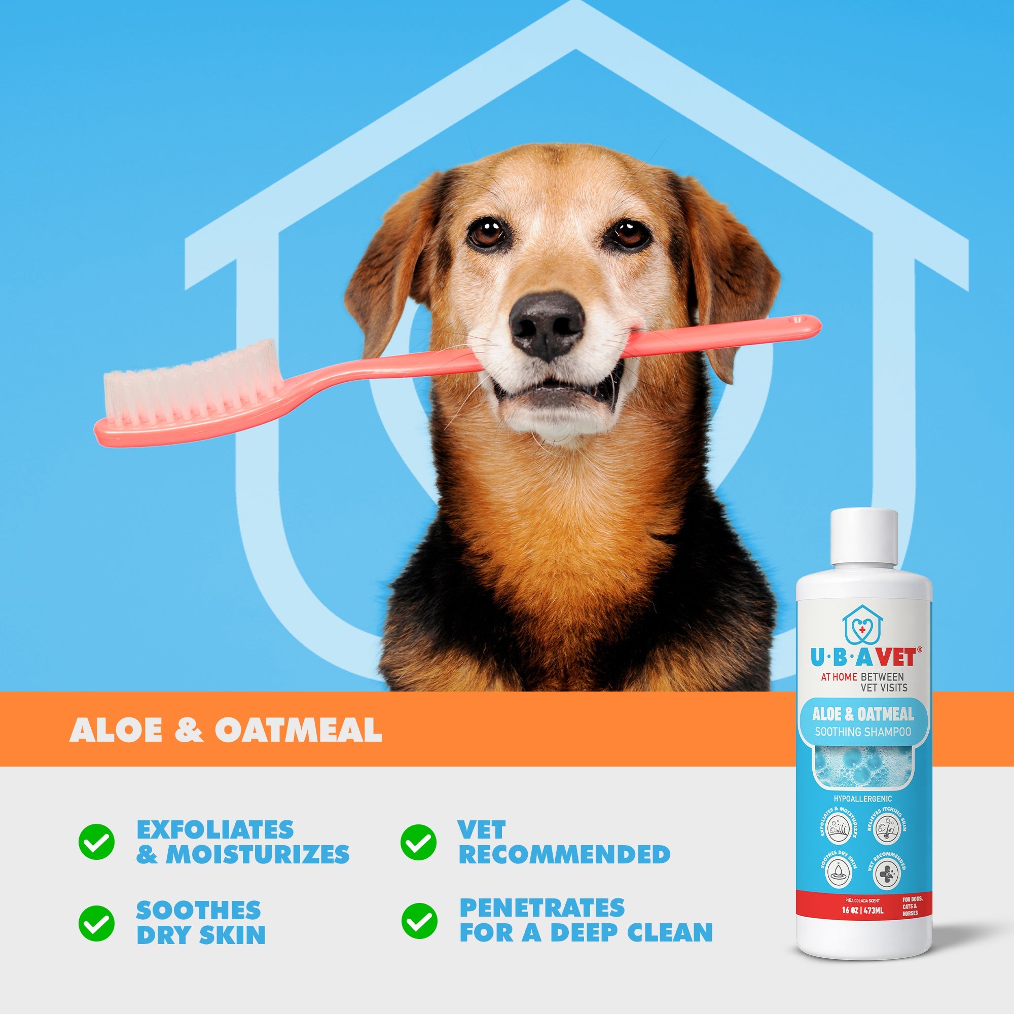 UBAVET Aloe & Oatmeal Conditioner for Dogs & Cats – Soothing Moisturizing Formula for Sensitive Skin (16.9 fl oz / 500ml)