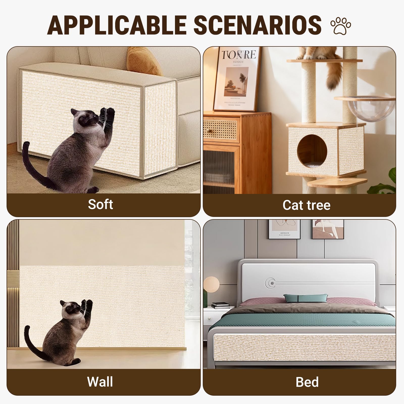 Cat Scratch Furniture Protector, DIY Cat Scratching Mat For Couch, Sofa, Wall,Cat Post,Cat Tree Durable Furniture Guards Couch Scratcher From Cats Claws Scratching For Indoor