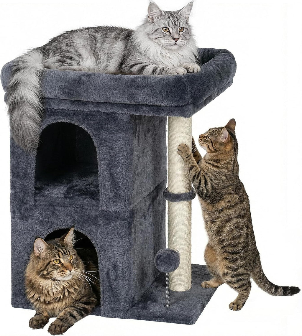 Cat Tree for Large Cats 24in Tower with Perch Condos Scratching Post