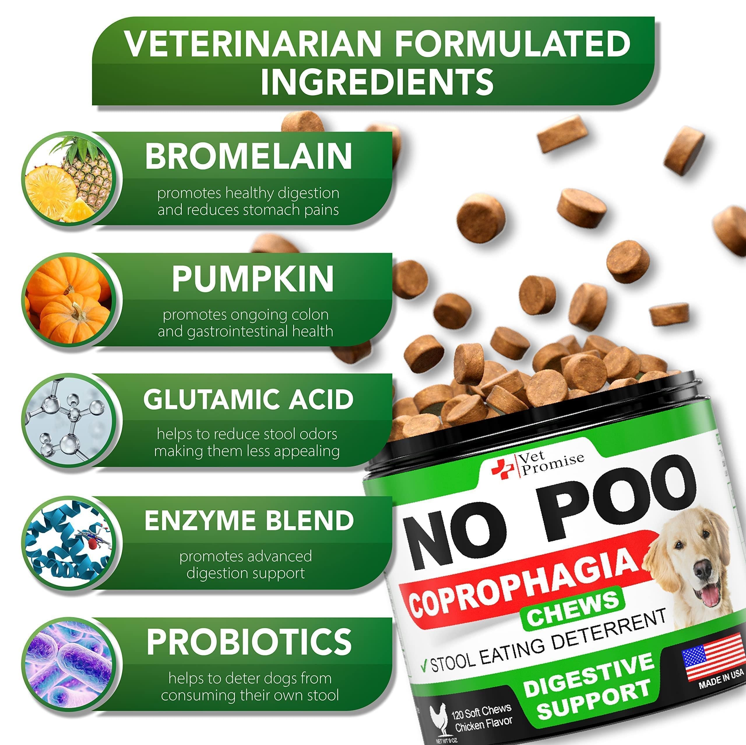 No Poo Chews for Dogs Coprophagia Stool-Eating Deterrent Probiotics 120 Count