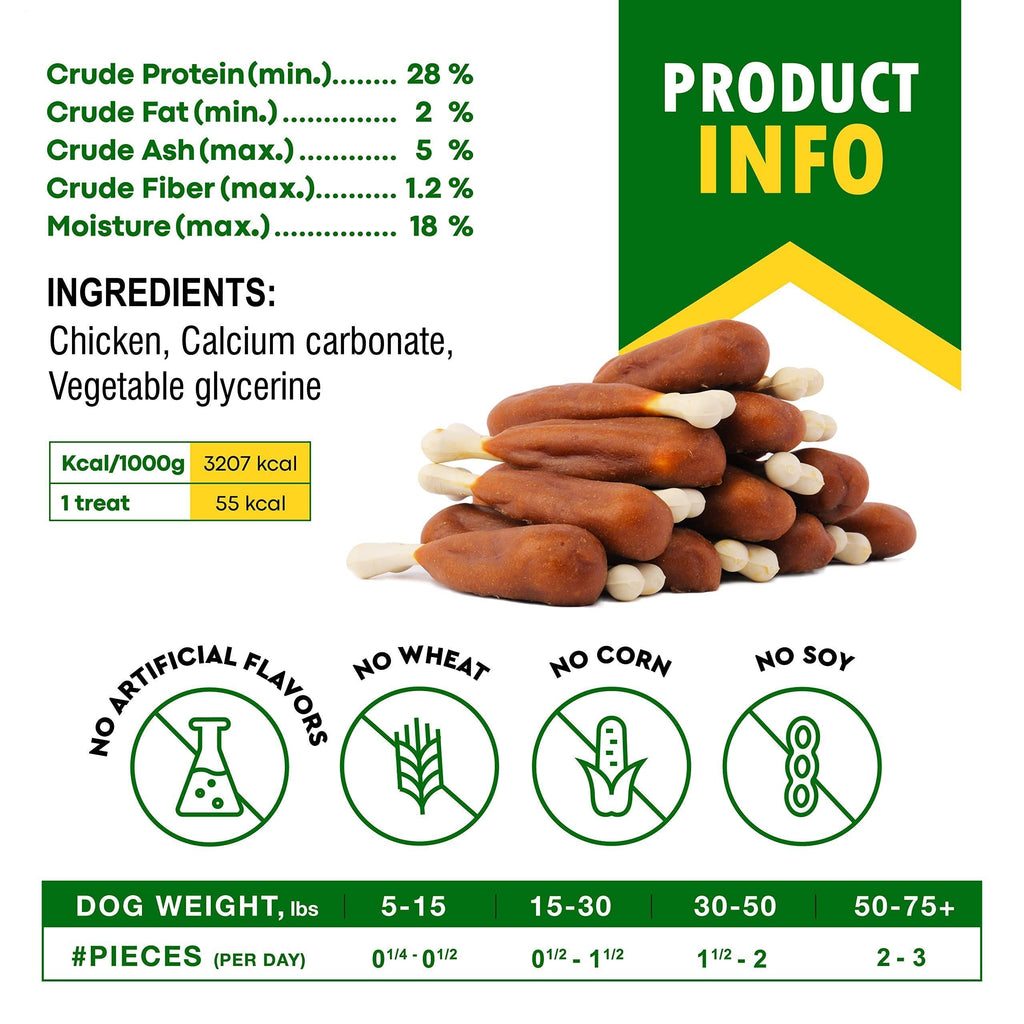 Calcium Bones for Dogs Chicken-Wrapped Rawhide-Free Chews