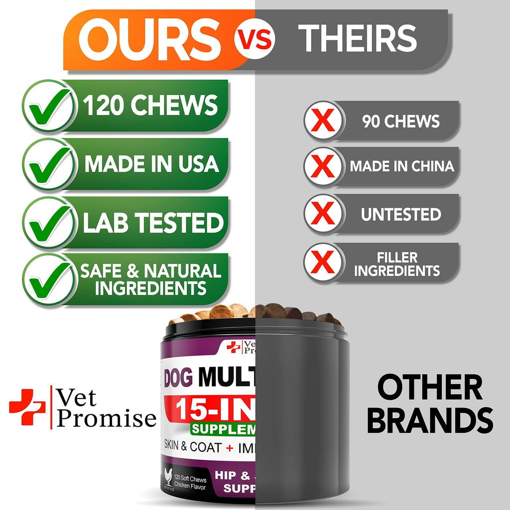 Dog Multivitamin Chews with Glucosamine 120 Count Joint Immune & Mobility