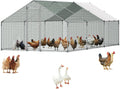 VEVOR Large Metal Chicken Coop, Walk-in Poultry Cage With Waterproof Cover, Outdoor Hen House For Chicken Duck Rabbit Farm