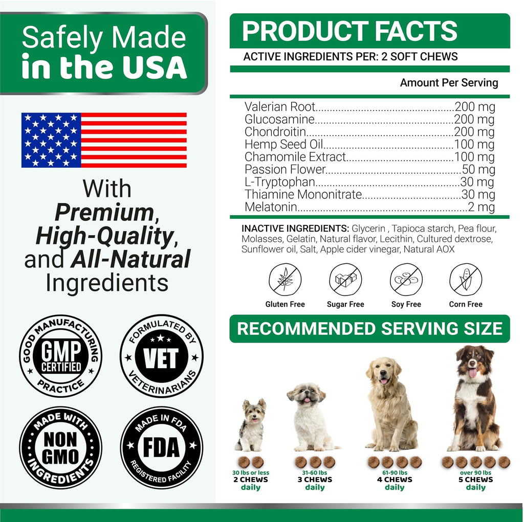 Hemp Calming Chews for Dogs 170 Count Anxiety Relief Beef Flavor