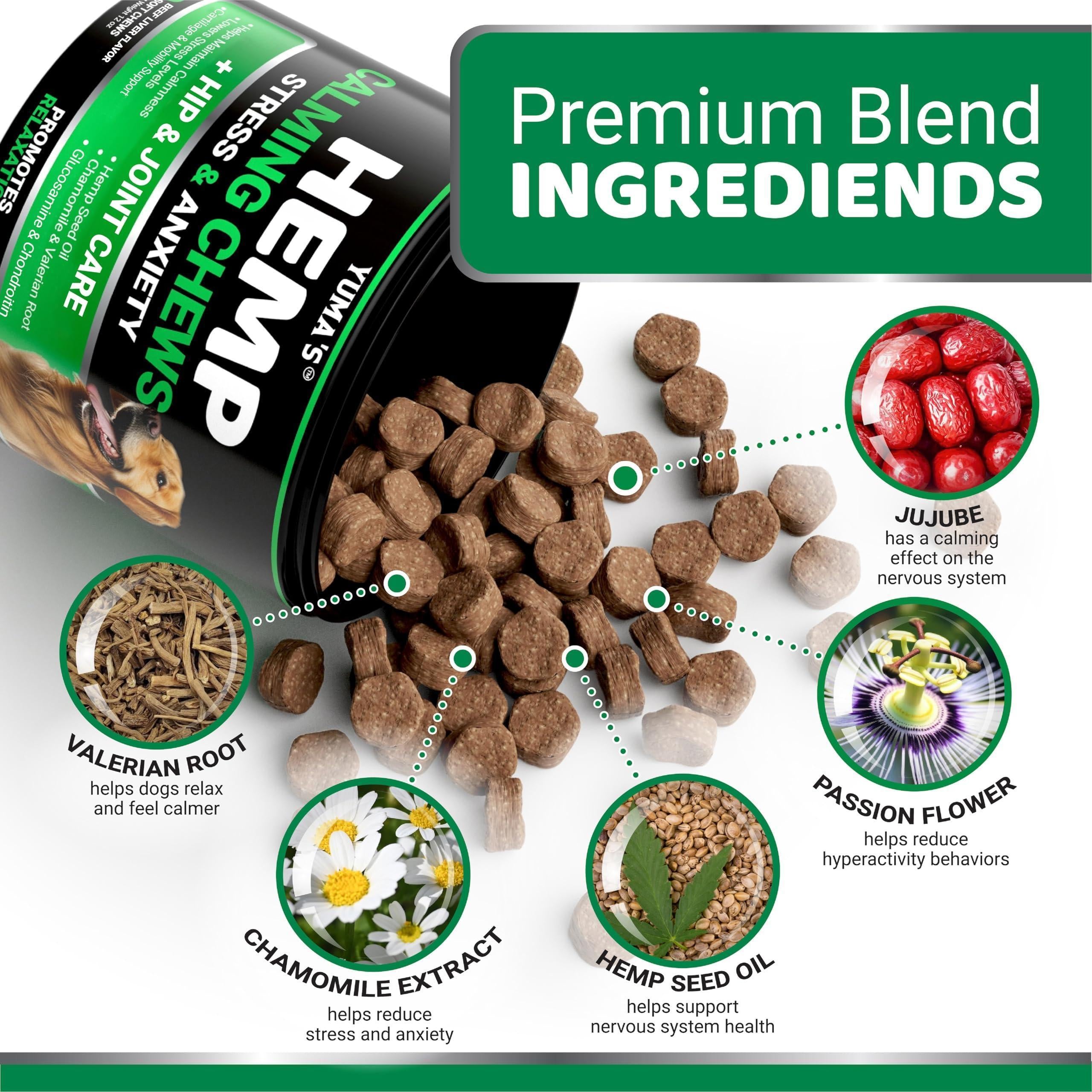 Hemp Calming Chews for Dogs 170 Count Anxiety Relief Beef Flavor