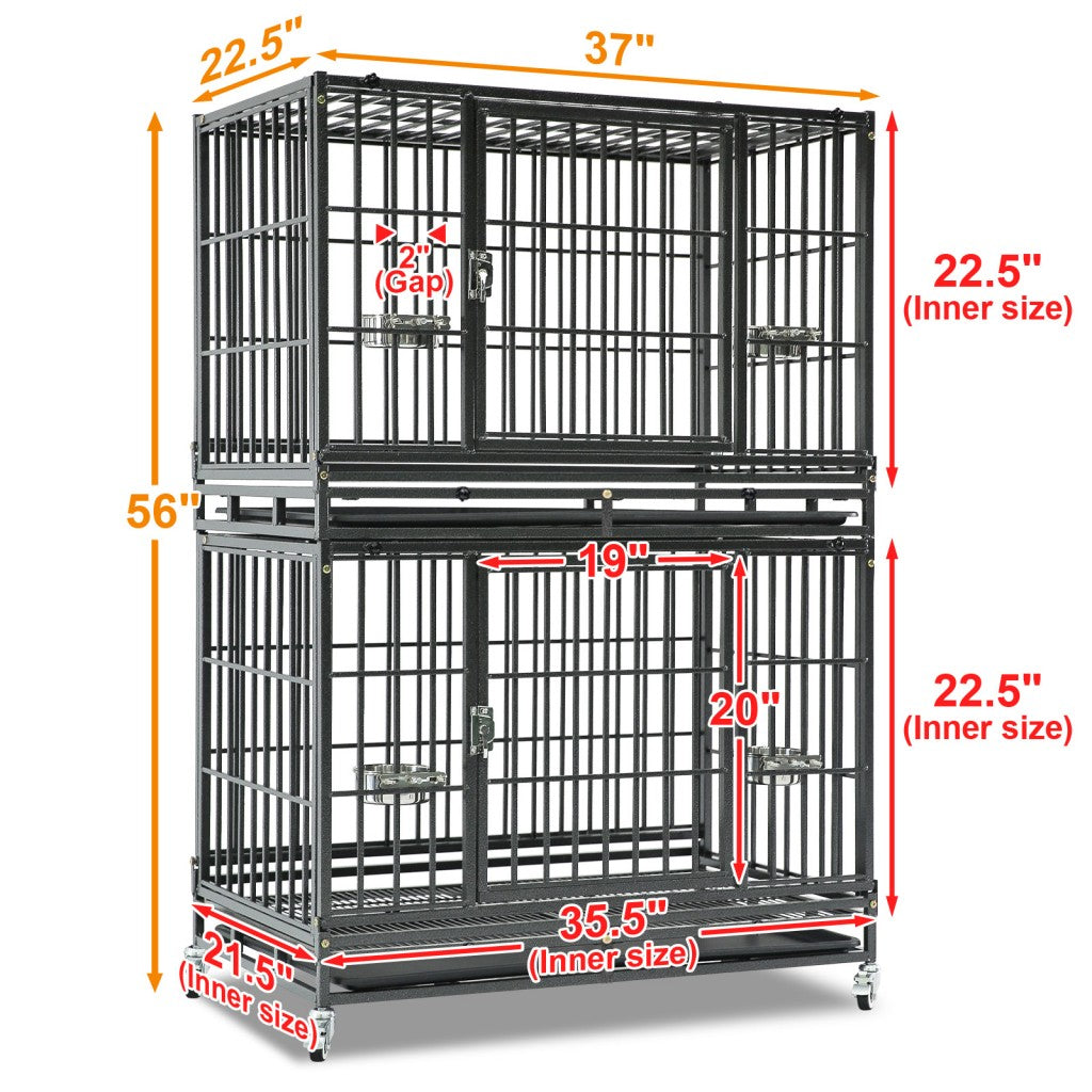 37" Stackable Heavy Duty Dog Crate 371D07