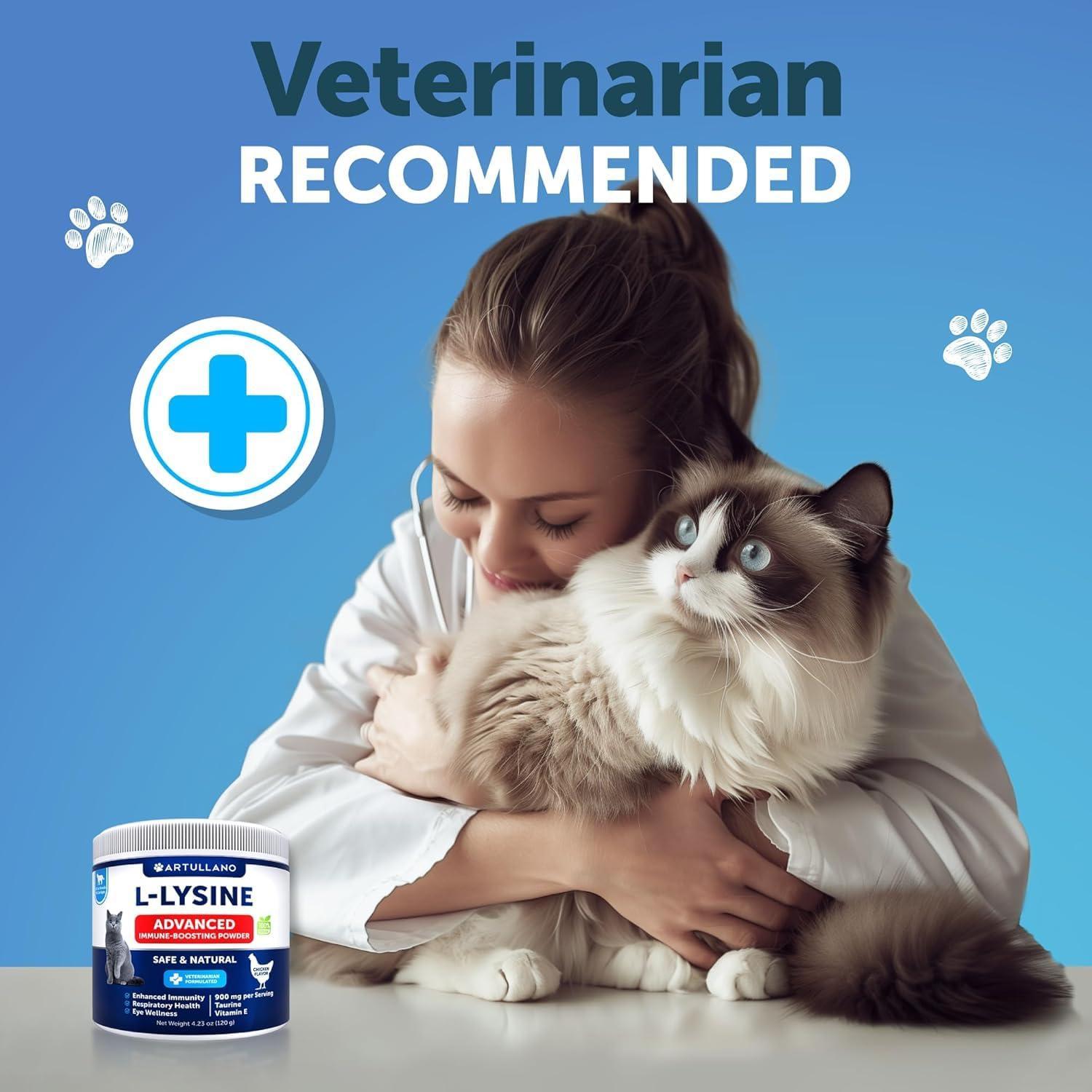 L-Lysine Powder for Cats 900 mg per Serving Immune Support
