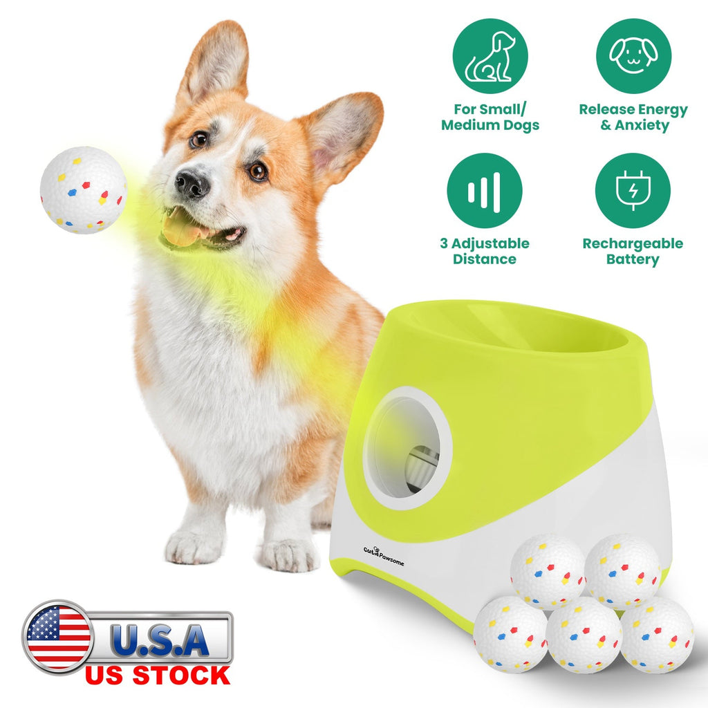 Automatic Dog Ball Launcher Rechargeable Interactive Pet Ball Thrower for Small Medium Dogs Interactive Dog Fetch Toy with 3 Adjustable Distance Setti
