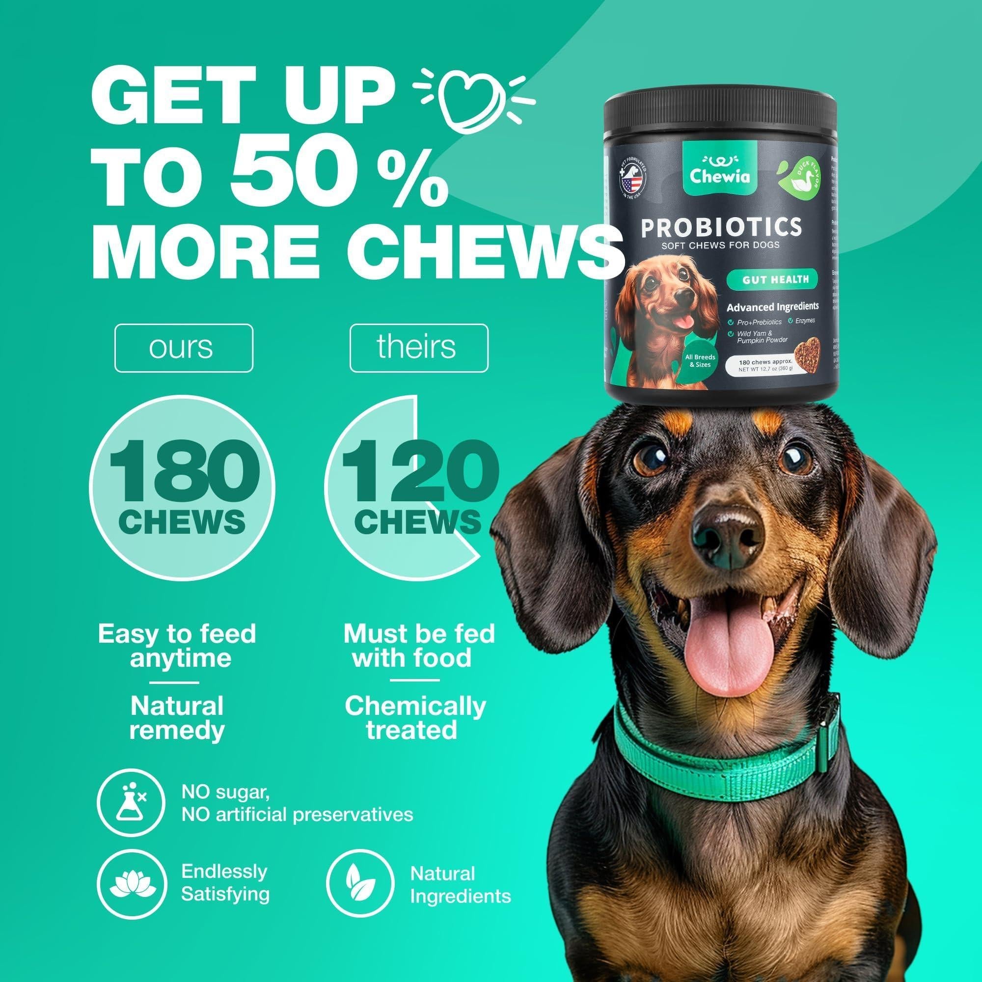 Probiotics for Dogs Digestive Enzymes Gut Health Pumpkin & Yeast Powder