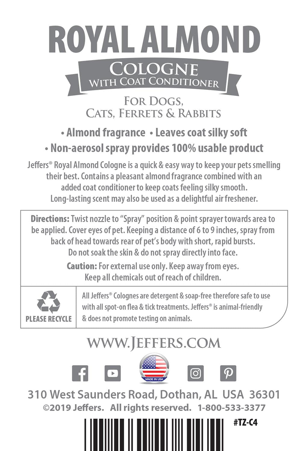 Scented Pet Colognes with Coat Conditioner (16 oz Spray)