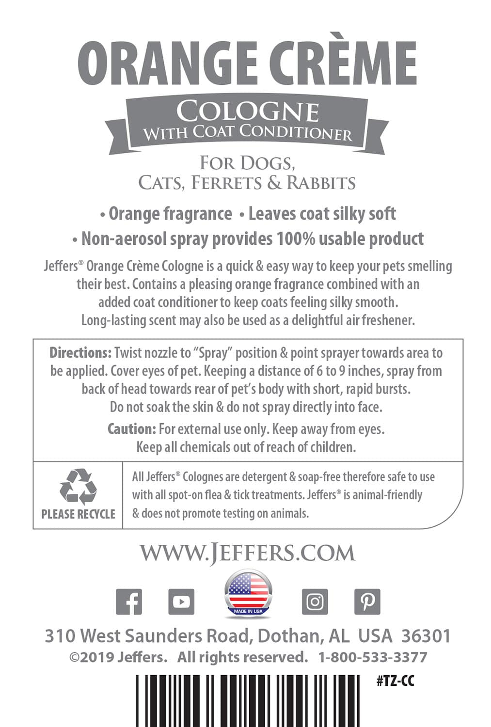 Scented Pet Colognes with Coat Conditioner (16 oz Spray)