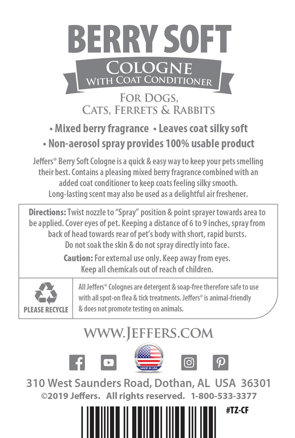 Scented Pet Colognes with Coat Conditioner (16 oz Spray)