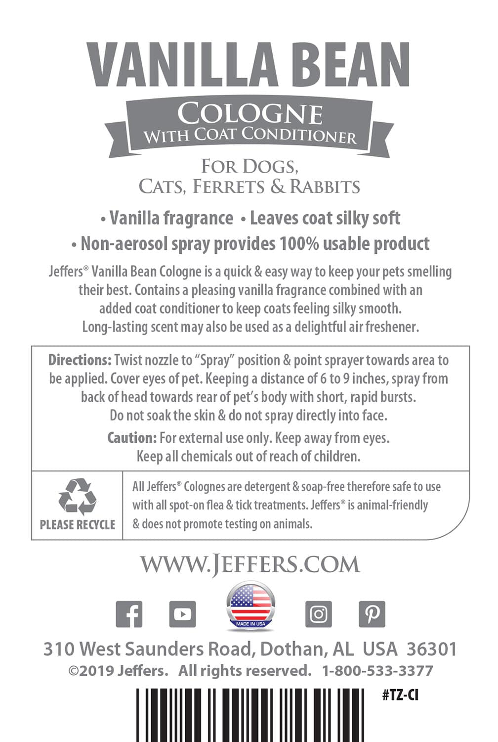 Scented Pet Colognes with Coat Conditioner (16 oz Spray)