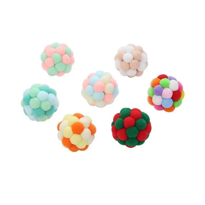 Colorful Handmade Ball For Cats Interactive Fluffy Ball For Kittens Soft Toys For Pets Excellent Gift For Cat Lovers Ball Toys For Cats And Kittens Fun Adorable Colorful Soft Balls