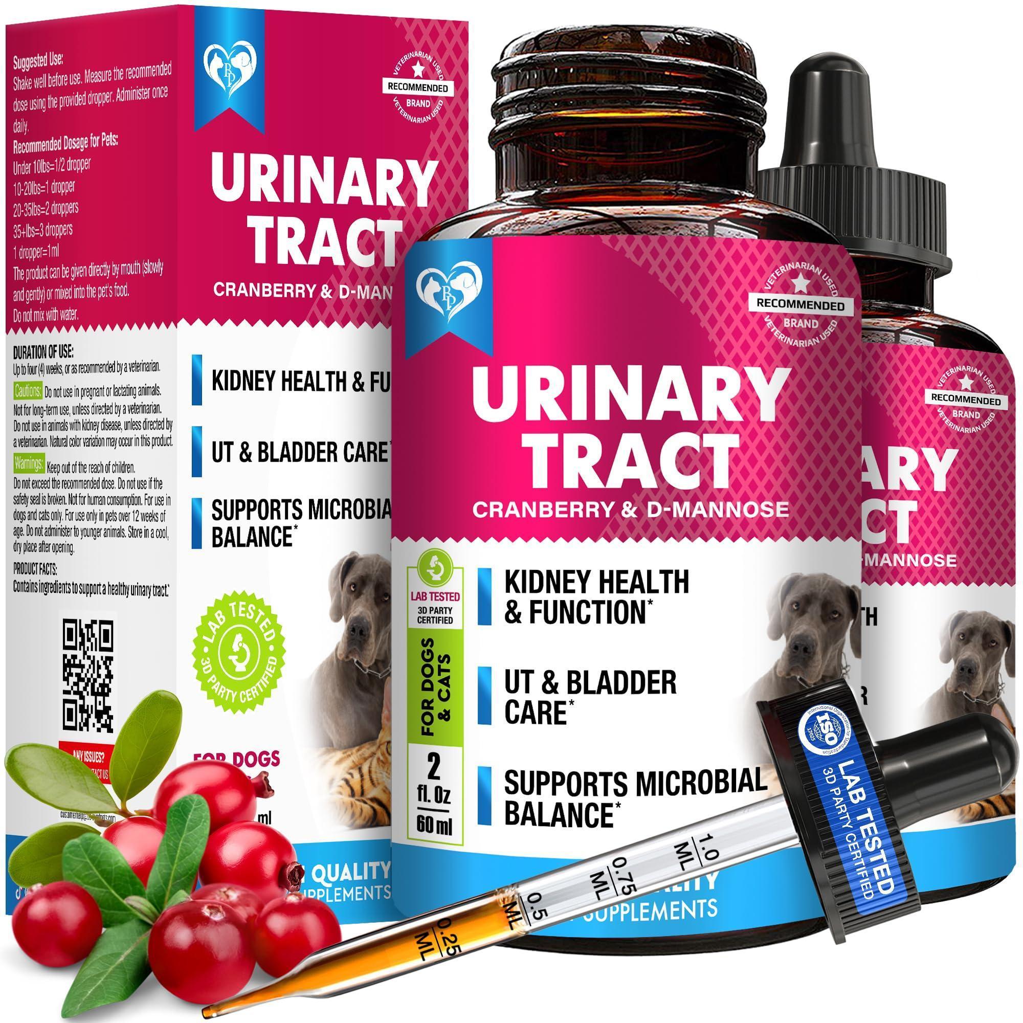 Cat & Dog UTI Treatment Drops 60 ml 2-Pack Cranberry & D-Mannose Bladder Support