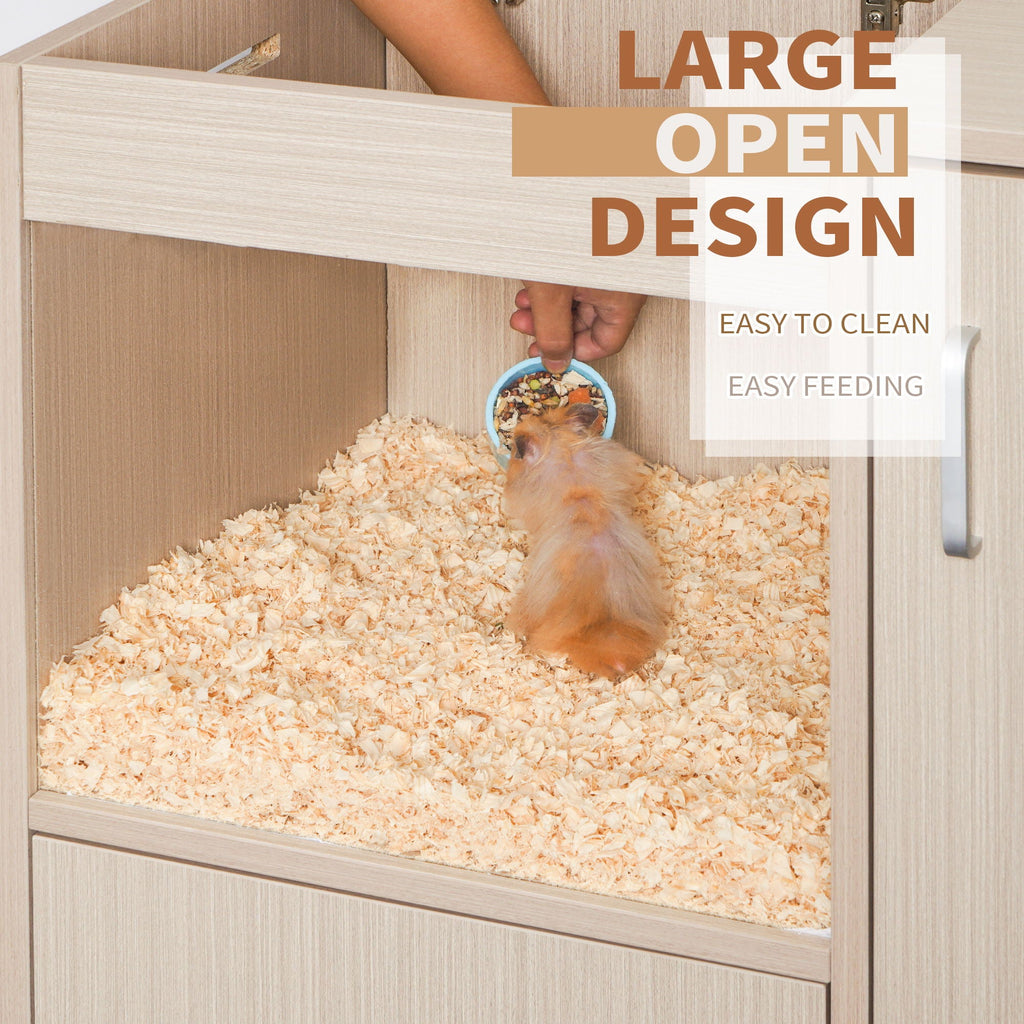 4 Tier Hamster Cage With Acrylic Windows And Storage Cabinet